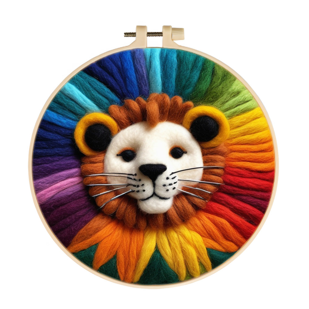Rainbow Lion Head Wool Needle Felting Painting Kit