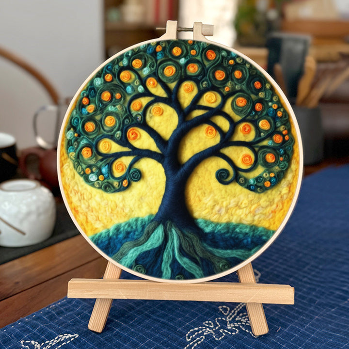 Lush Rose Tree Wool Needle Felting Painting Kit