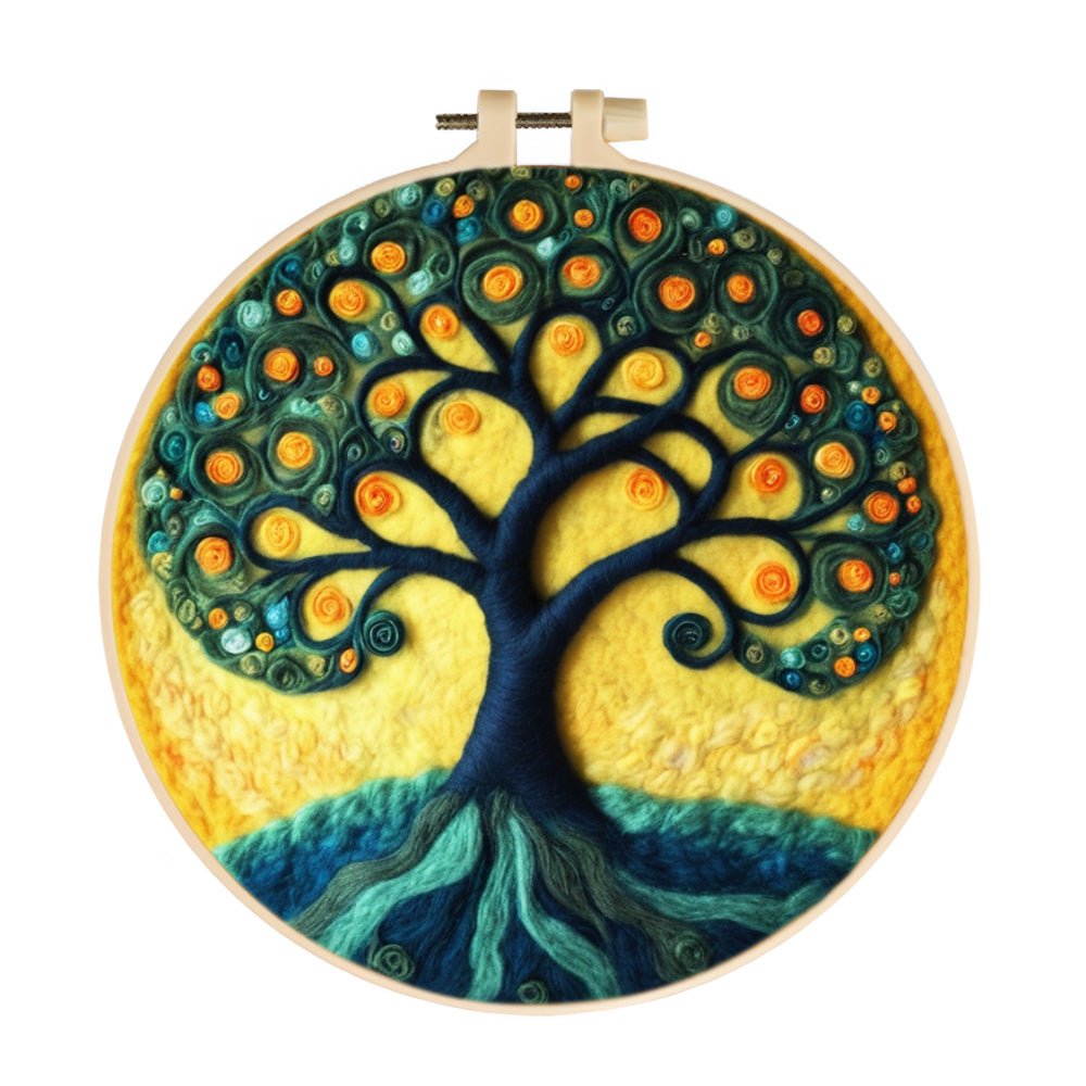 Lush Rose Tree Wool Needle Felting Painting Kit