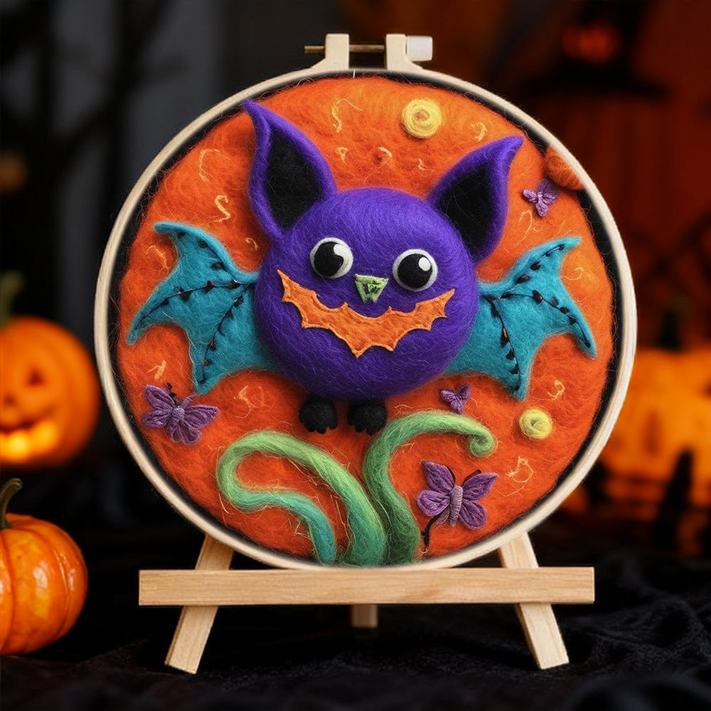 Halloween Fantasy Purple Bat Wool Needle Felting Painting Kit