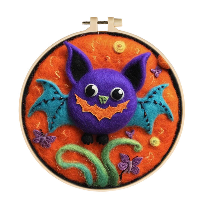 Halloween Fantasy Purple Bat Wool Needle Felting Painting Kit
