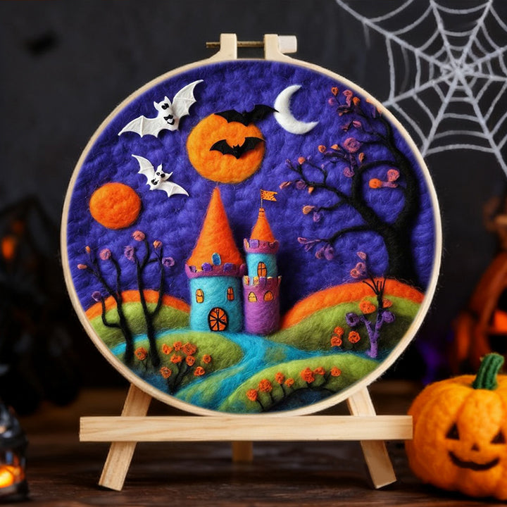 Halloween Fantasy Bat Castle Wool Needle Felting Painting Kit