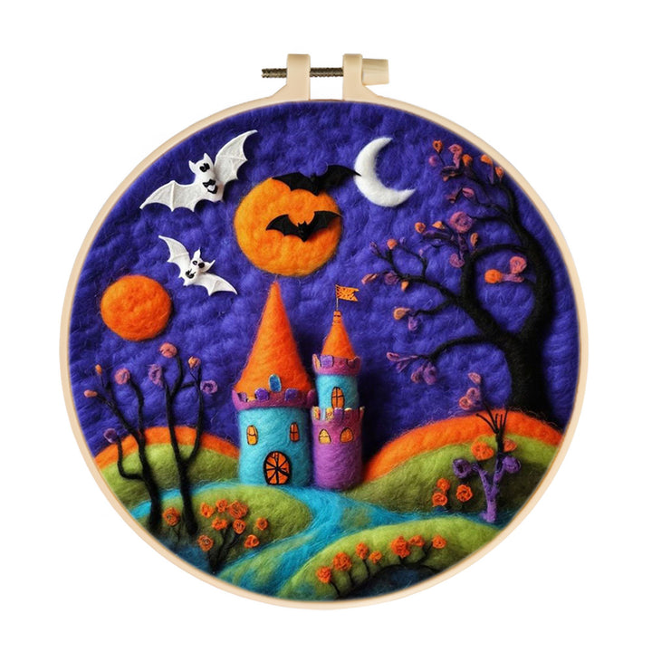Halloween Fantasy Bat Castle Wool Needle Felting Painting Kit
