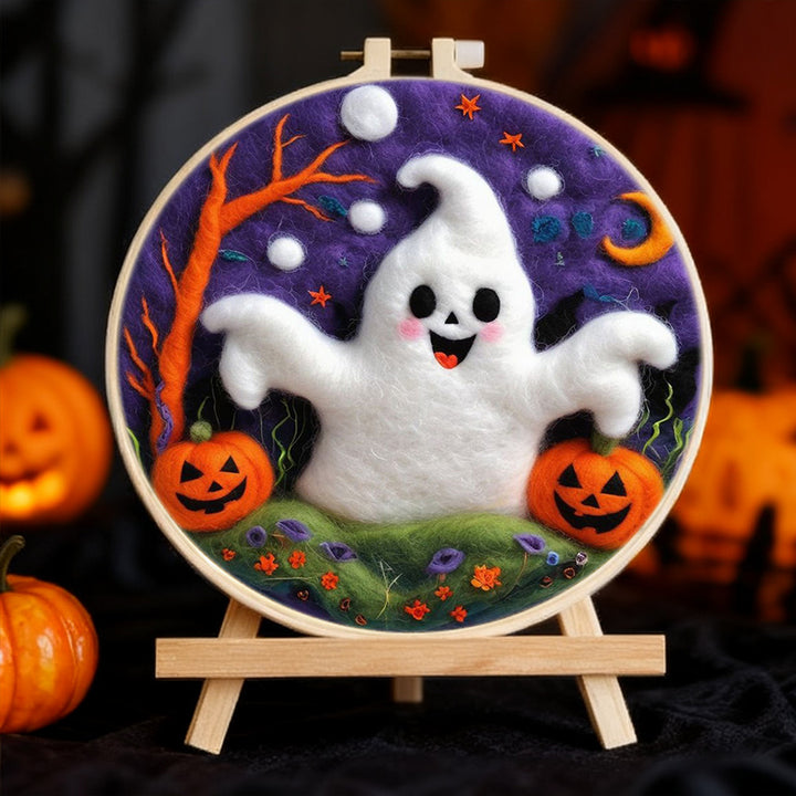 Halloween Cute Little Ghost Wool Needle Felting Painting Kit