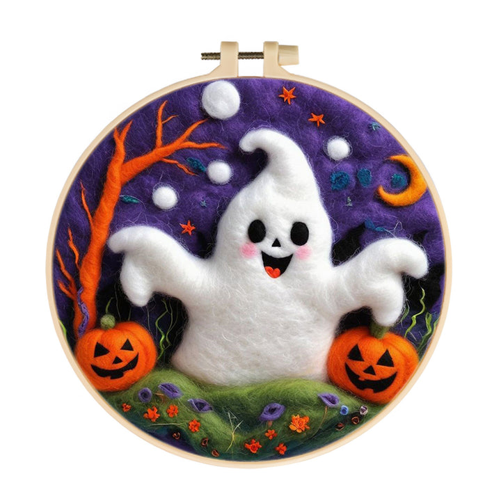 Halloween Cute Little Ghost Wool Needle Felting Painting Kit