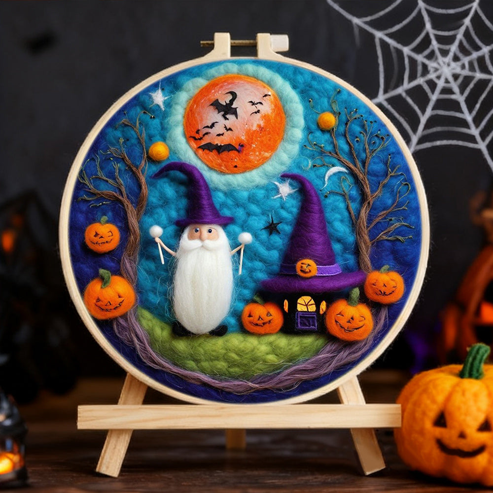 Halloween Witch and Wizard Hut Wool Needle Felting Painting Kit