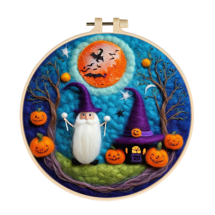 Halloween Witch and Wizard Hut Wool Needle Felting Painting Kit