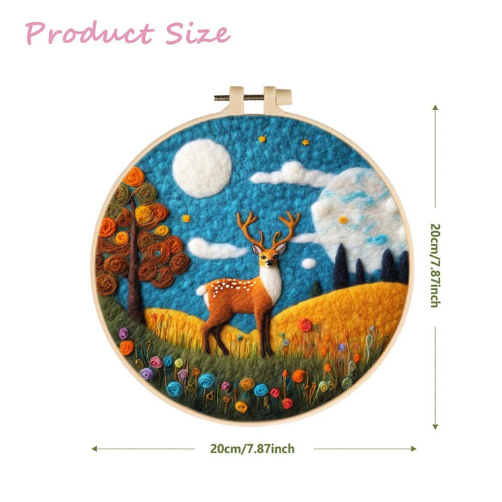 Deer beside the Flowering Tree Wool Needle Felting Painting Kit