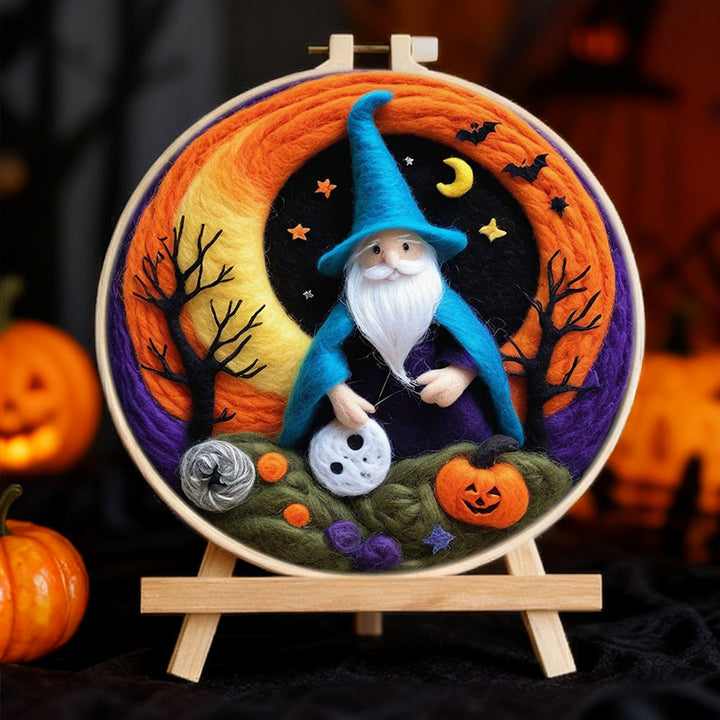 Halloween Blue Robe Wizard Wool Needle Felting Painting Kit