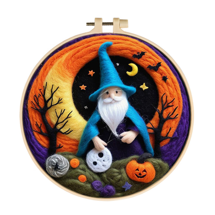 Halloween Blue Robe Wizard Wool Needle Felting Painting Kit