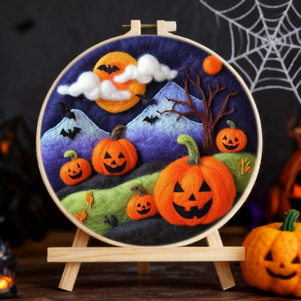 Halloween Plain Pumpkins Wool Needle Felting Painting Kit