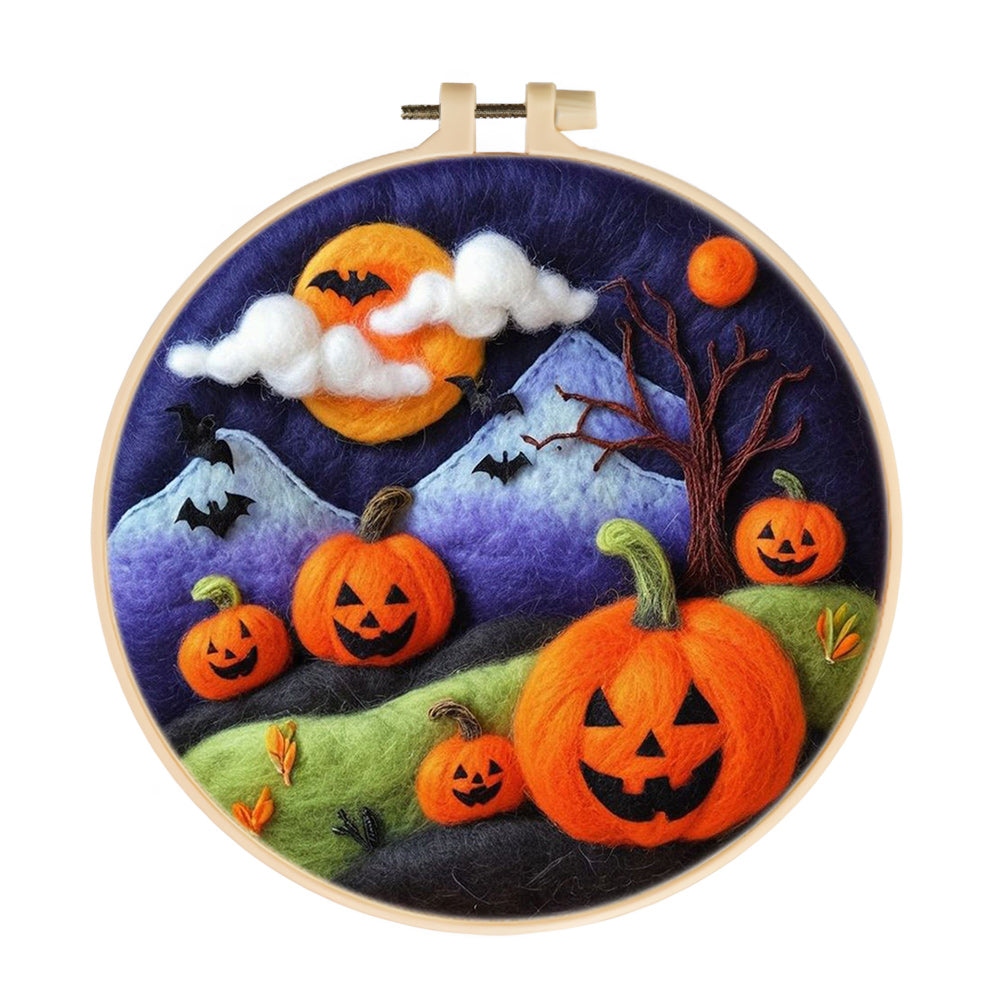 Halloween Plain Pumpkins Wool Needle Felting Painting Kit