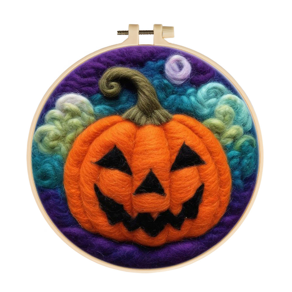 Halloween Pumpkin Wool Needle Felting Painting Kit