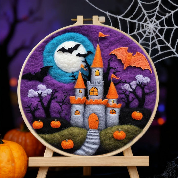 Halloween Castle in the Woods Wool Needle Felting Painting Kit