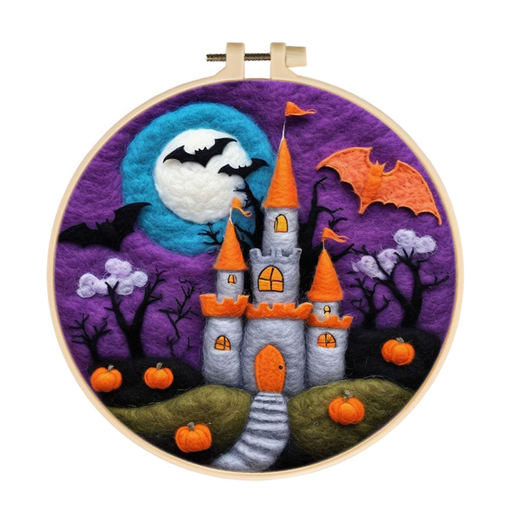 Halloween Castle in the Woods Wool Needle Felting Painting Kit