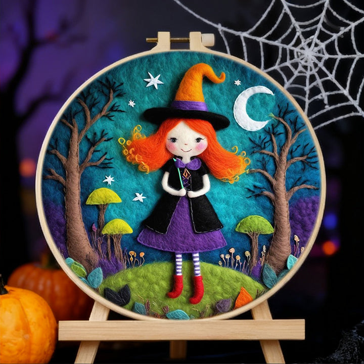 Halloween Witch Girl Wool Needle Felting Painting Kit