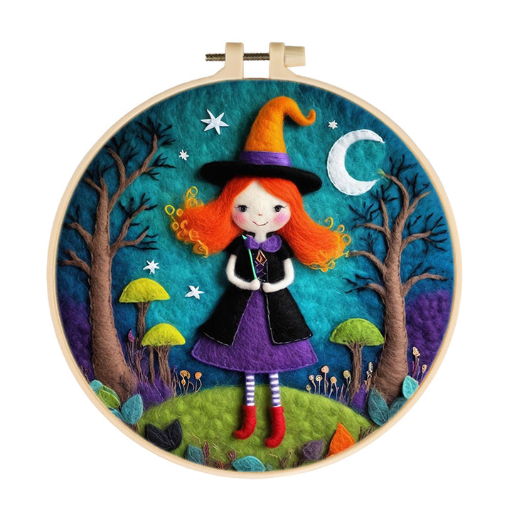Halloween Witch Girl Wool Needle Felting Painting Kit