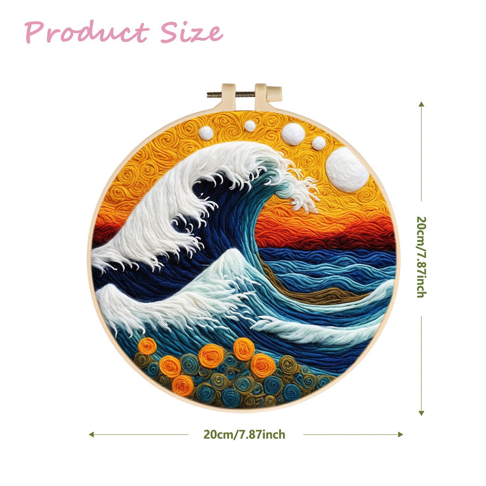 The Surging Waves and Roses Wool Needle Felting Painting Kit