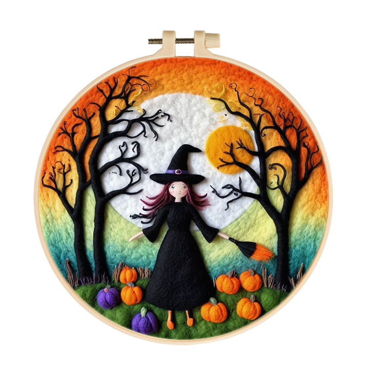 Halloween Pumpkin Patch Witch Wool Needle Felting Painting Kit