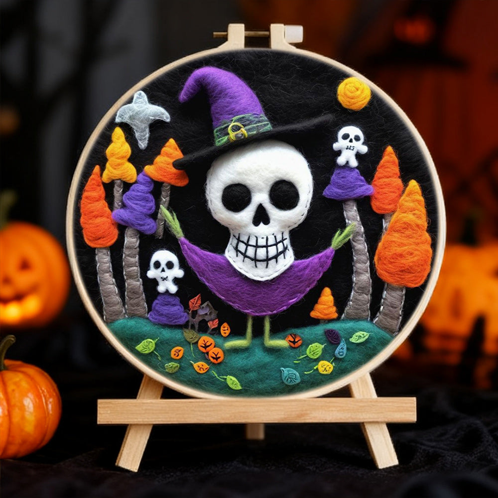 Halloween Skeleton Elf Wool Needle Felting Painting Kit