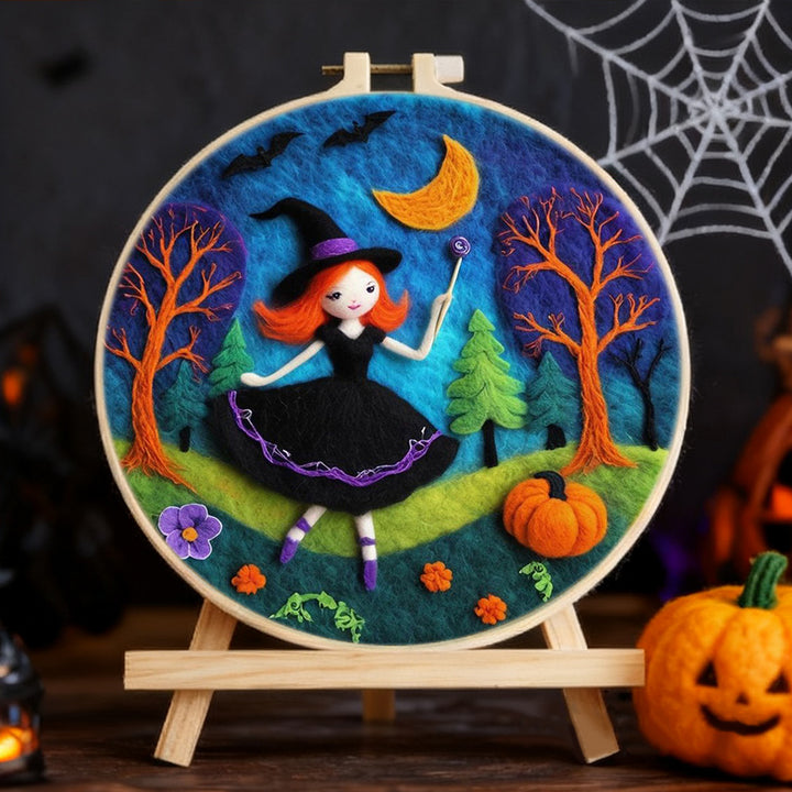 Halloween Witch In The Forest Wool Needle Felting Painting Kit