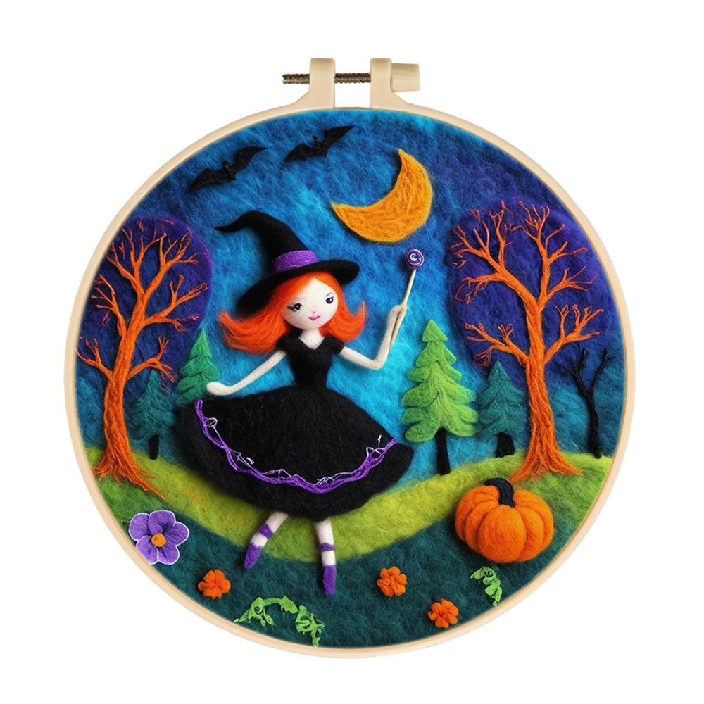 Halloween Witch In The Forest Wool Needle Felting Painting Kit
