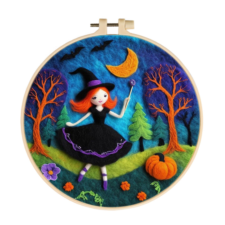 Halloween Witch In The Forest Wool Needle Felting Painting Kit
