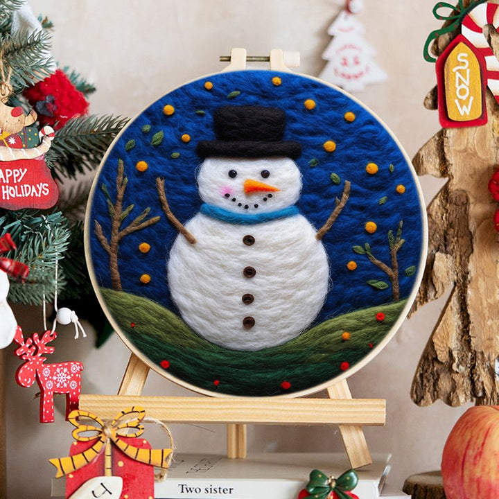 Top Hat Snowman Wool Needle Felting Painting Kit