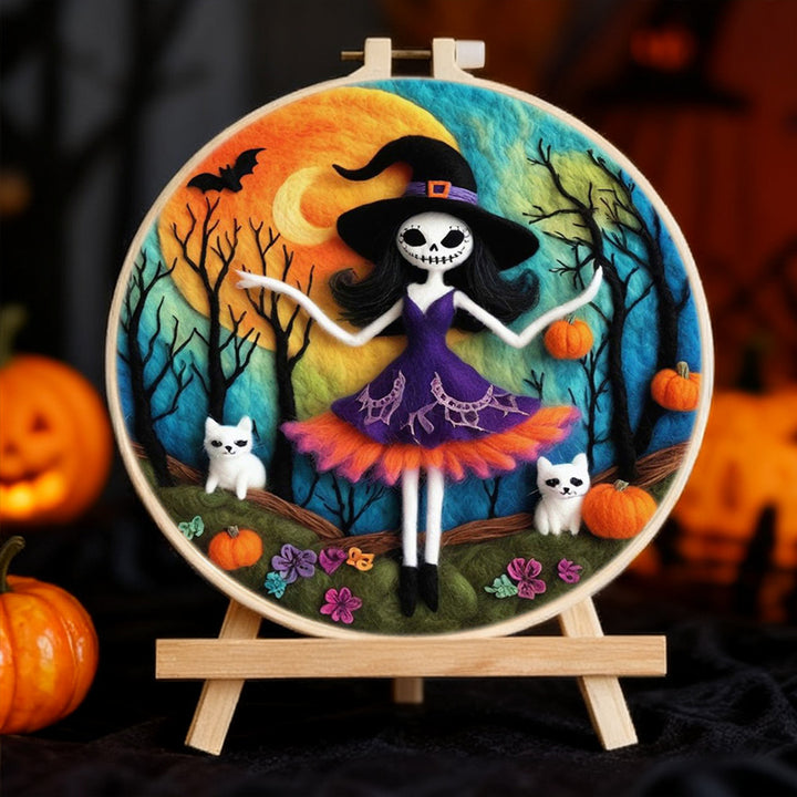 Halloween Skeleton Lady Wool Needle Felting Painting Kit