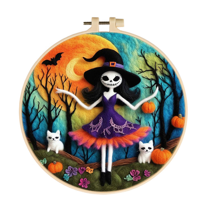 Halloween Skeleton Lady Wool Needle Felting Painting Kit