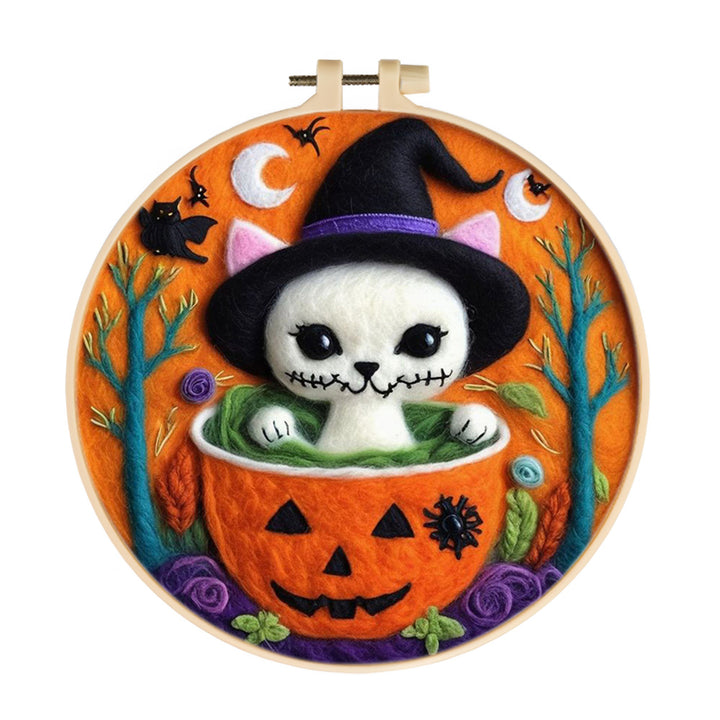 Halloween Potion Cat Wool Needle Felting Painting Kit