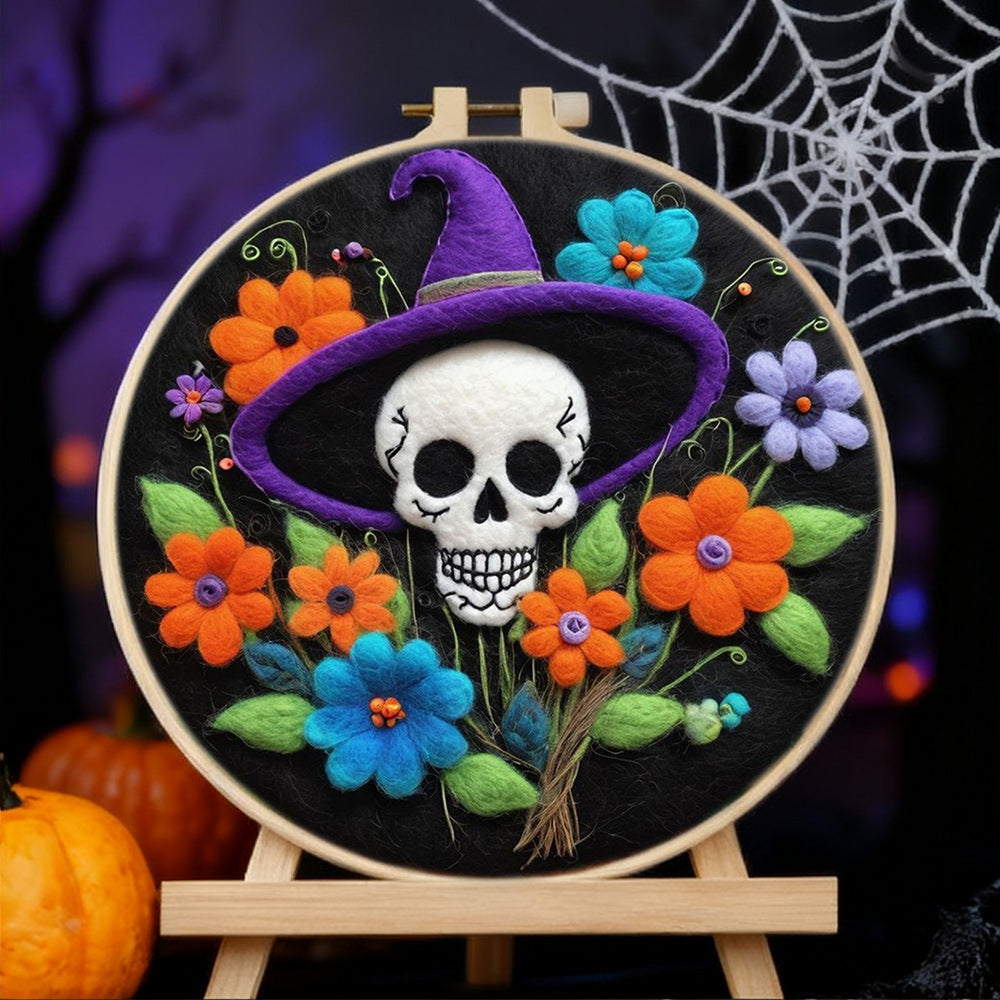 Halloween Skull Bouquet Wool Needle Felting Painting Kit