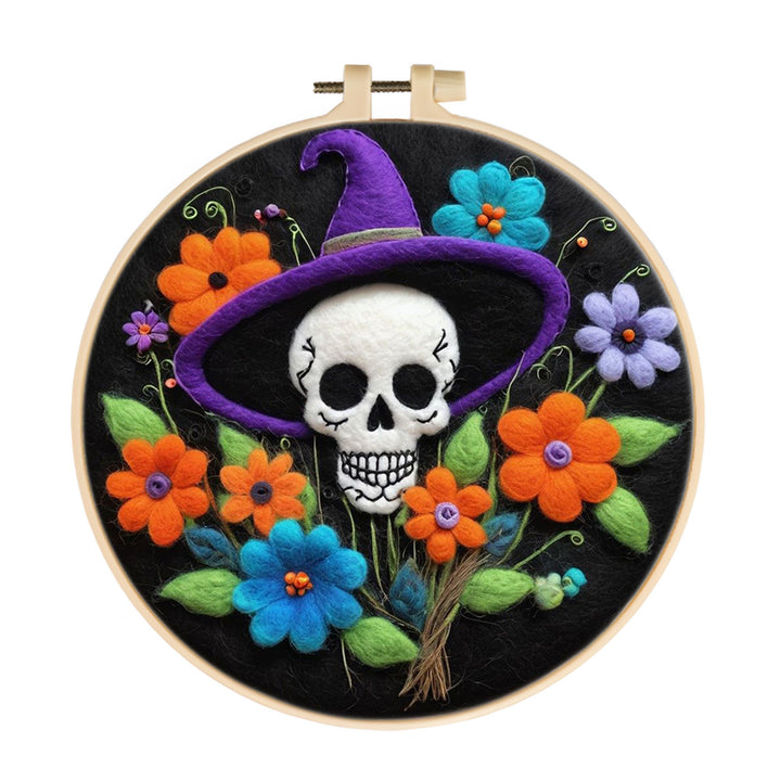 Halloween Skull Bouquet Wool Needle Felting Painting Kit