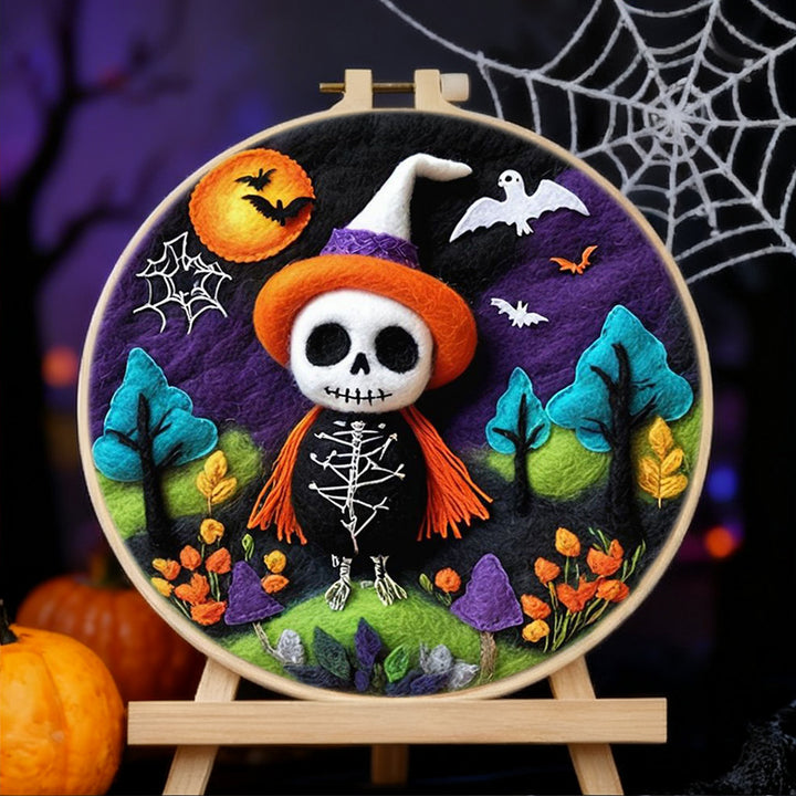 Halloween Little Skull Wool Needle Felting Painting Kit