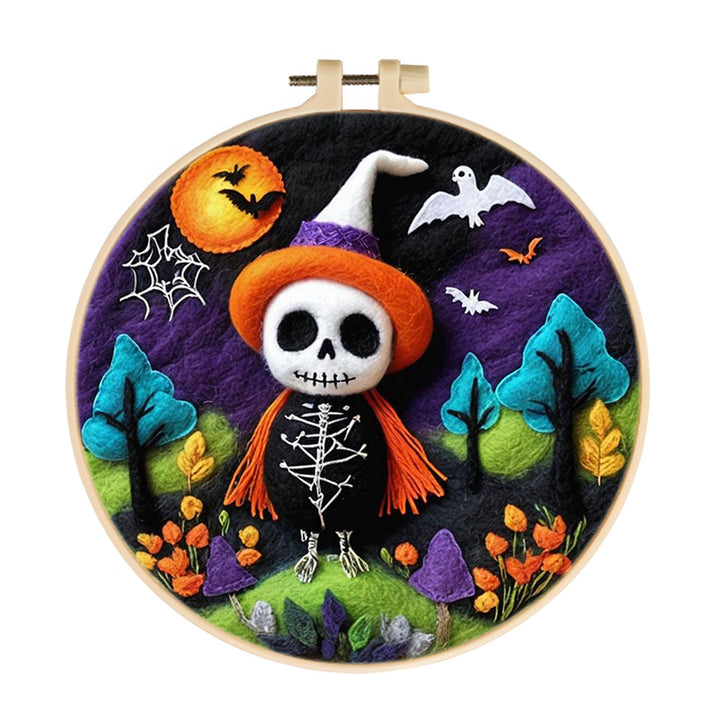 Halloween Little Skull Wool Needle Felting Painting Kit