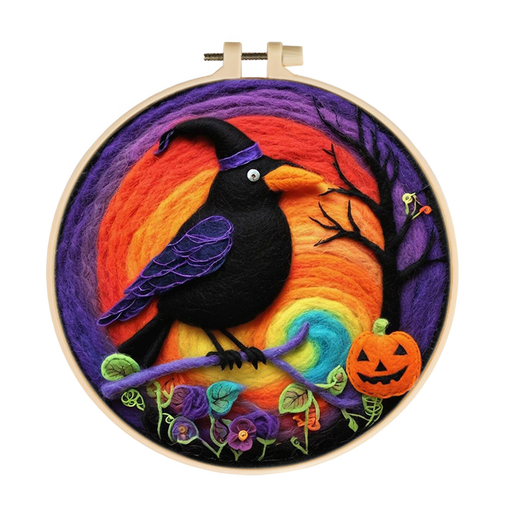 Halloween Magic Crow Wool Needle Felting Painting Kit