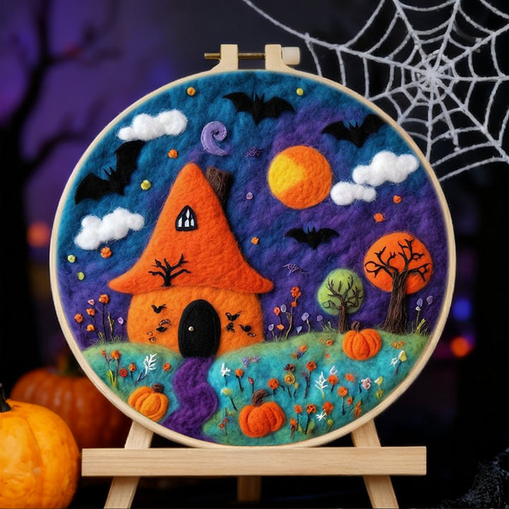 Halloween Pumpkin House Wool Needle Felting Painting Kit
