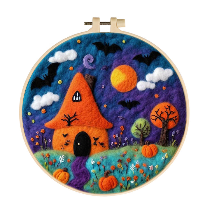 Halloween Pumpkin House Wool Needle Felting Painting Kit