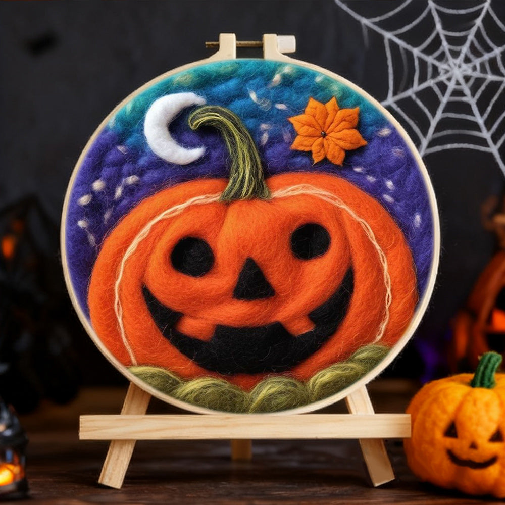 Halloween Happy Pumpkin Wool Needle Felting Painting Kit
