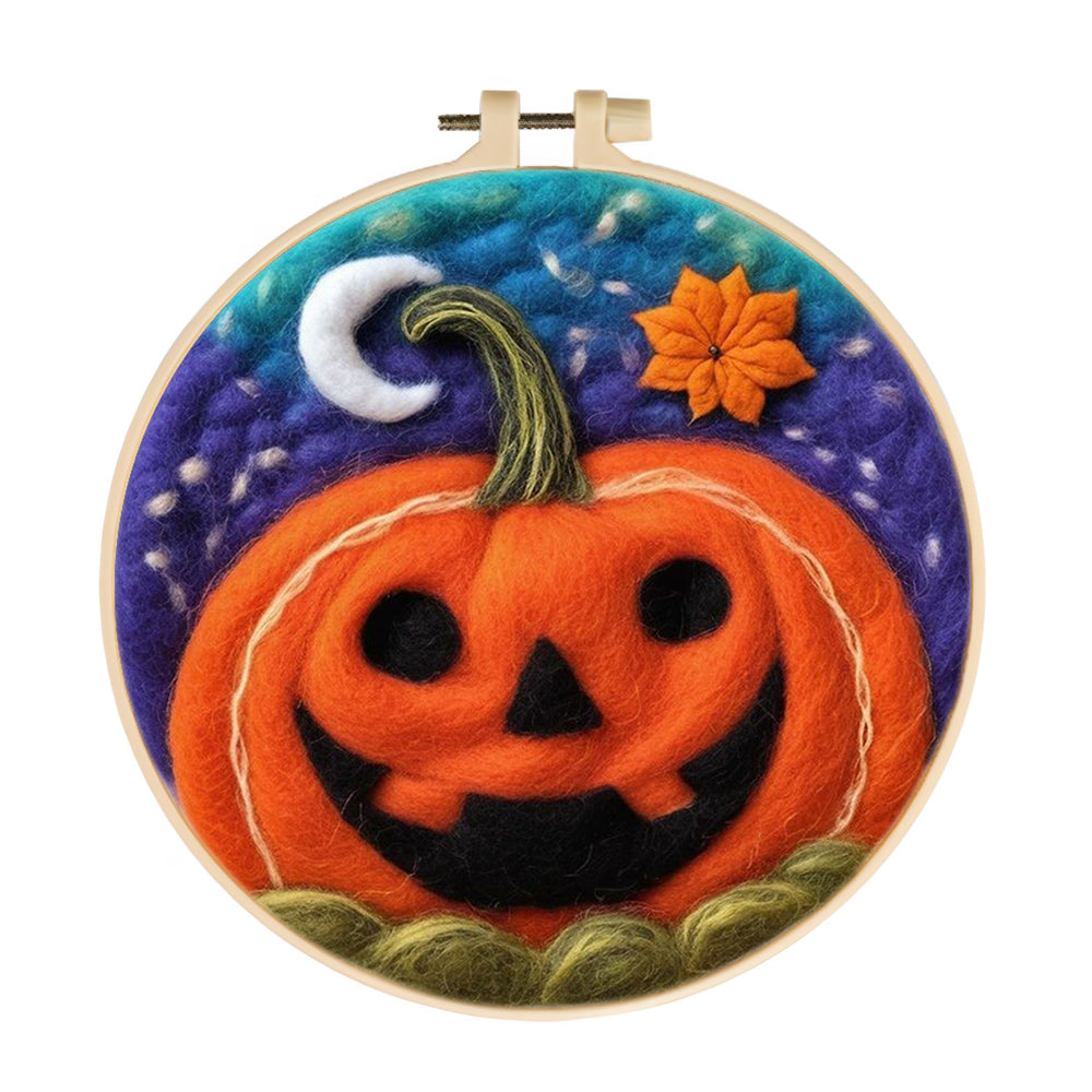Halloween Happy Pumpkin Wool Needle Felting Painting Kit
