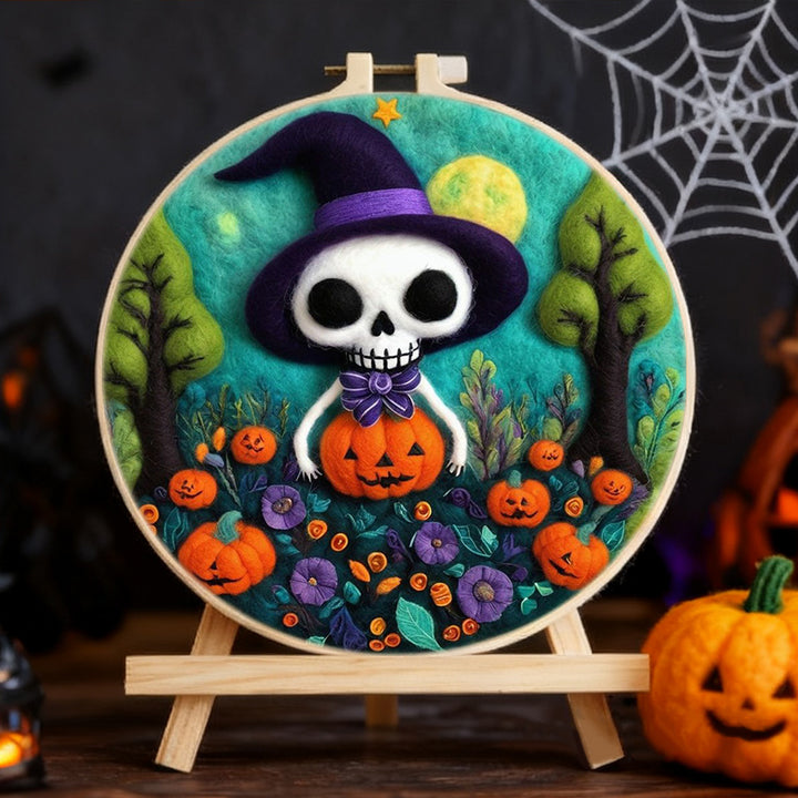 Halloween Pumpkin Skull Wool Needle Felting Painting Kit