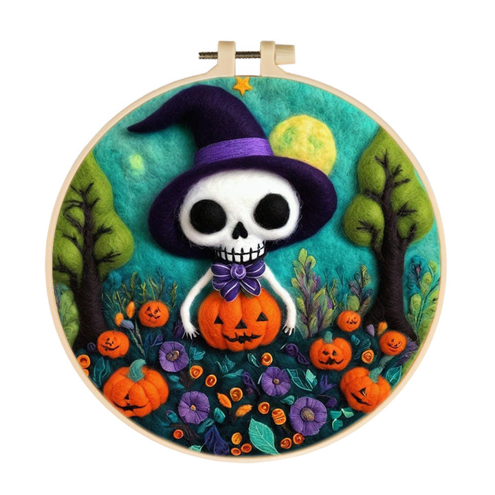 Halloween Pumpkin Skull Wool Needle Felting Painting Kit