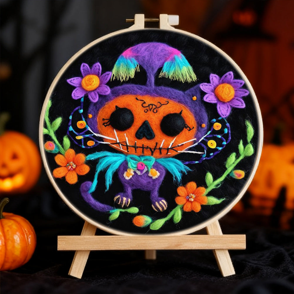 Halloween Purple Monster Wool Needle Felting Painting Kit