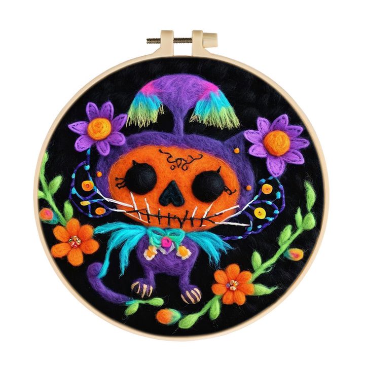 Halloween Purple Monster Wool Needle Felting Painting Kit