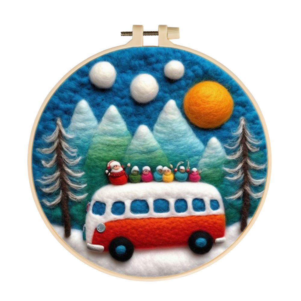 Santa & Bus Wool Needle Felting Painting Kit
