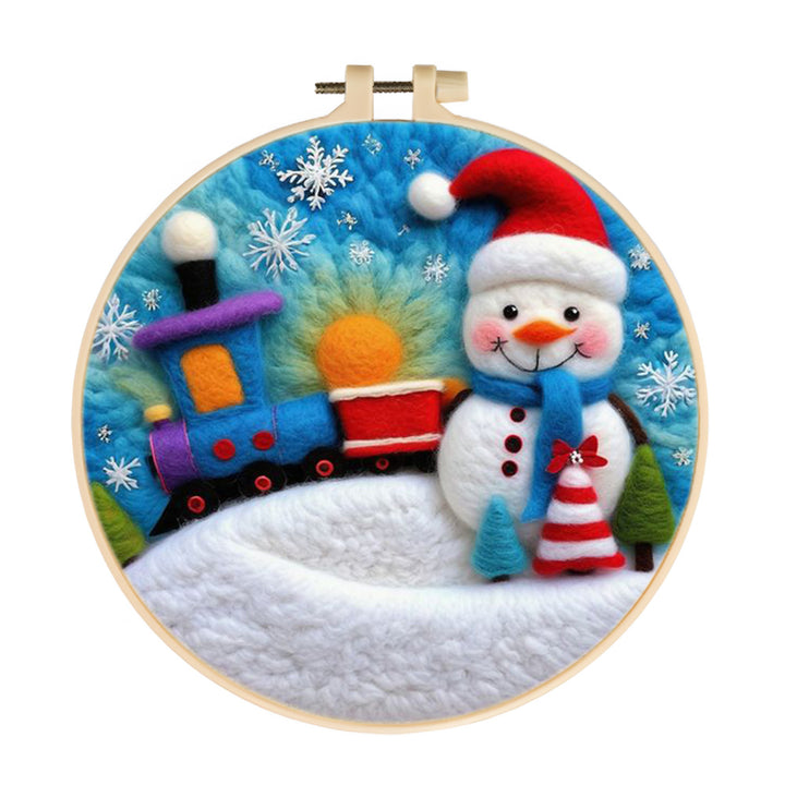 Snowman & Purple Train Wool Needle Felting Painting Kit