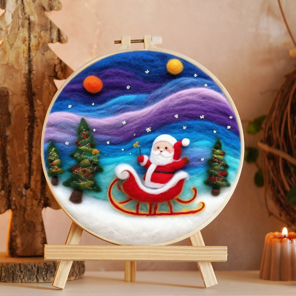 Santa’s Colorful Sled Wool Needle Felting Painting Kit