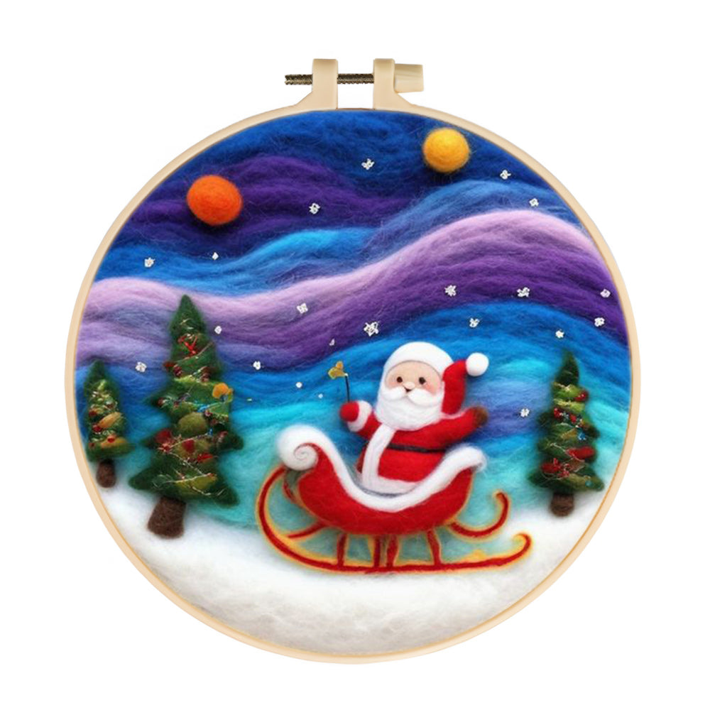 Santa’s Colorful Sled Wool Needle Felting Painting Kit