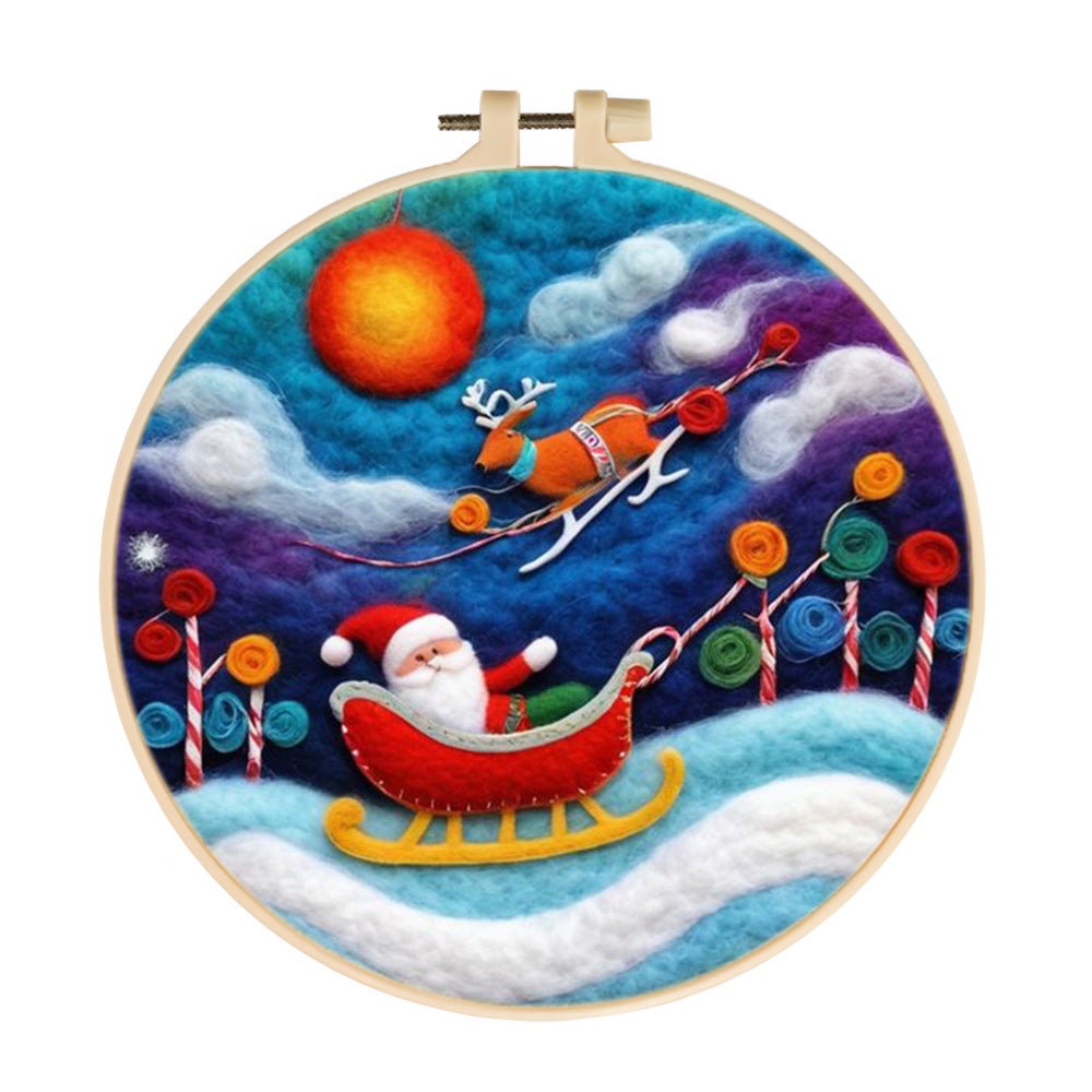 Reindeer Sled with Candies Wool Needle Felting Painting Kit