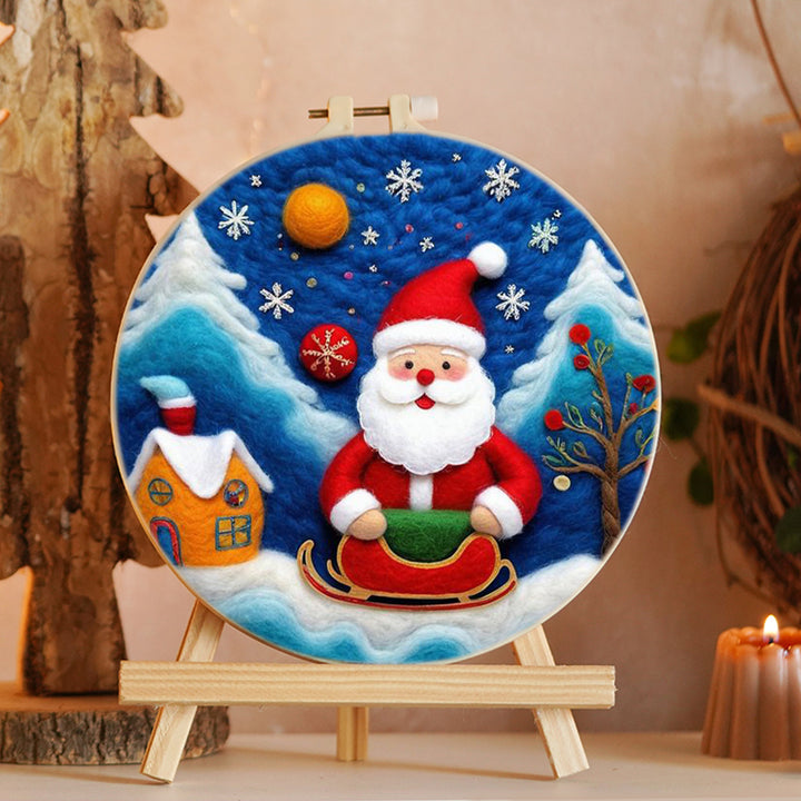 Santa’s Sled & Cottage Wool Needle Felting Painting Kit